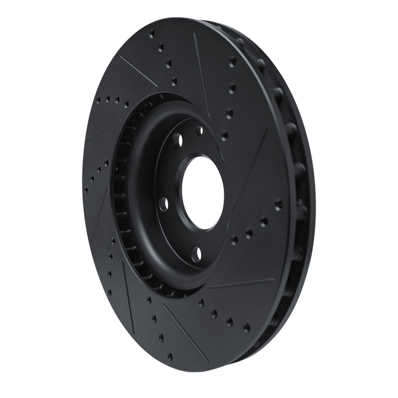Chevrolet Corvette Brake Rotor (1) - Front Left - R1 Concepts - Drilled & Slotted - Black - `14-`19
